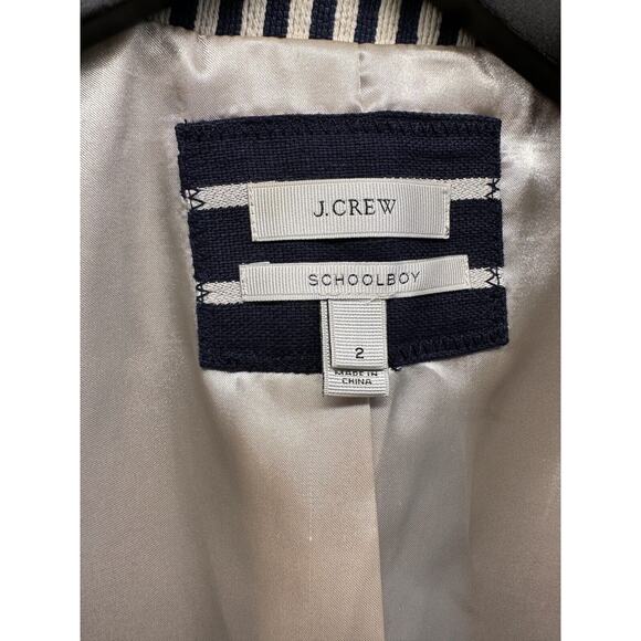 J Crew Womens Blazer Jacket Navy and Cream Stripe Gold Buttons Pockets Size 2 - Picture 13 of 15